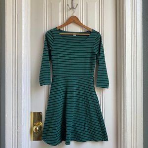 Old Navy Green & Black Striped Knit Dress